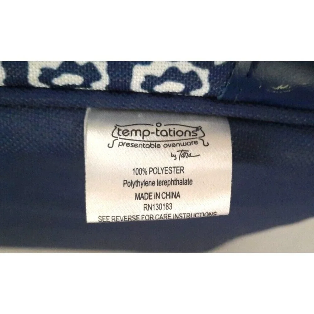Temptations Old World Blue Thermal Insulated Casserole Hot Food Carrier Bag Tote